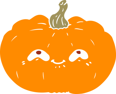 Bir insan tarafından çizilmiş mutlu düz renkli balkabağı.