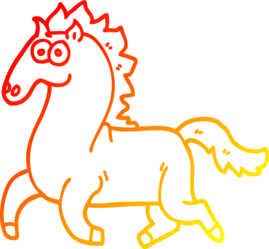 Bir insan tarafından çizilen çizgi film koşu atının sıcak çizgi çizimi