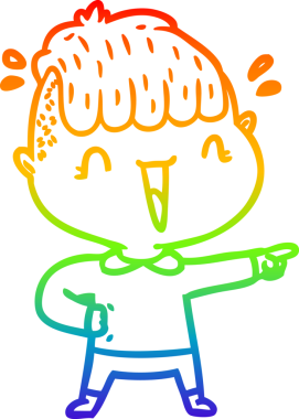 Gökkuşağı gradyan çizgi çizimi Bir insan tarafından çizilmiş mutlu çocuk