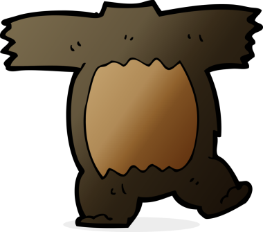 bir insan tarafından çizilmiş karikatür siyah ayı vücudu (karıştırma ve eşleştirme)