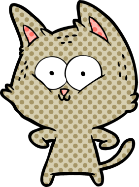 Bir insan tarafından çizilmiş çizgi film kedisi.