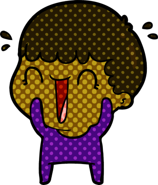 Bir insan tarafından çizilmiş gülen karikatür adam.