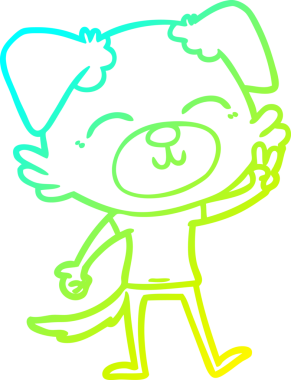 Bir insan tarafından çizilen çizgi film köpeğinin soğuk gradyan çizgisi.