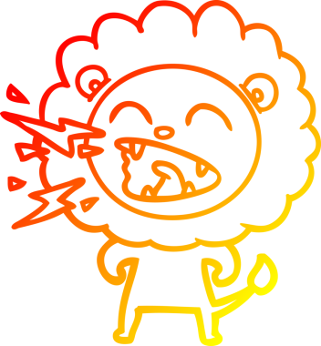 Bir insan tarafından çizilen kükreyen bir aslanın sıcak çizgi çizimi