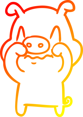 Bir insan tarafından çizilmiş gergin bir domuz çizgi çizimi.