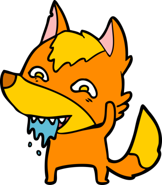 Bir insan tarafından çizilmiş tilki çizgi film karakteri