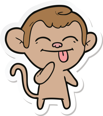 Bir insan tarafından çizilmiş komik bir maymun çıkartması.