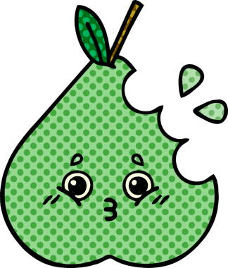 bir insan tarafından çizilmiş bir armut karikatürü.