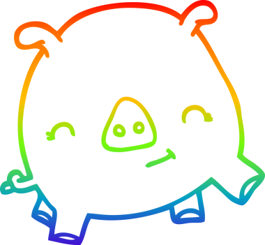 gökkuşağı gradyan çizimi bir çizgi çizgi çizgi insan tarafından çizilmiş mutlu domuz