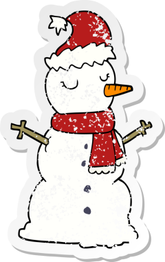 Bir insan tarafından çizilmiş kardan adamın sıkıntılı çıkartması.