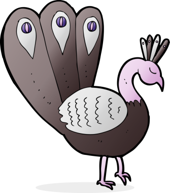 bir insan tarafından çizilmiş bir tavus kuşu.