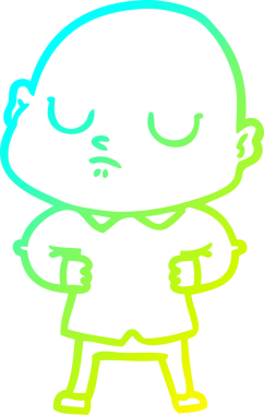 Bir insan tarafından çizilmiş kel bir adamın soğuk çizgi çizimi.