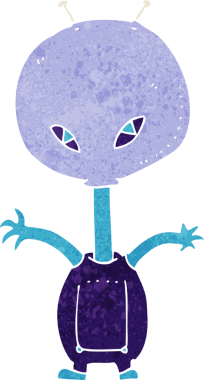 Bir insan tarafından çizilmiş uzaylı çizgi filmi.