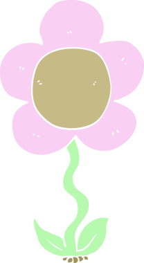 Bir insan tarafından çizilmiş düz renk çizgi film çiçeği