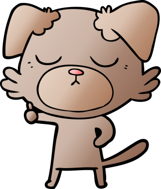 Bir insan tarafından çizilmiş şirin bir çizgi film köpeği.