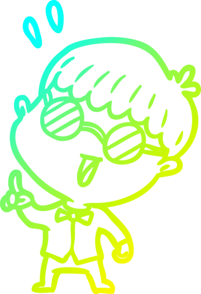 Bir insan tarafından çizilmiş fikri olan zeki bir çocuğun soğuk eğilim çizgisi.