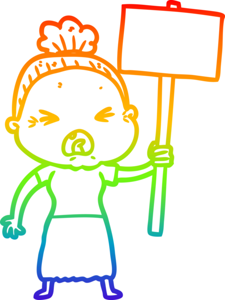 Bir insan tarafından çizilmiş kızgın yaşlı bir kadının çizimi.