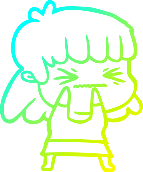 Bir insan tarafından çizilmiş kızgın bir kızın soğuk çizgi çizimi.