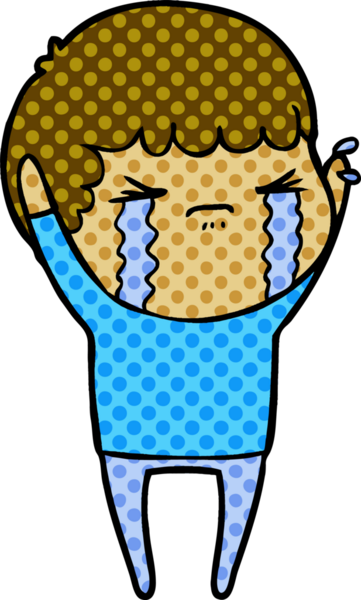 Bir insan tarafından çizilmiş ağlayan çizgi film adamı.