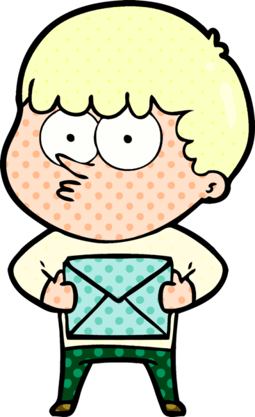 Çizgi film meraklısı çocuk bir insanın çizdiği hediyeyi taşıyor.