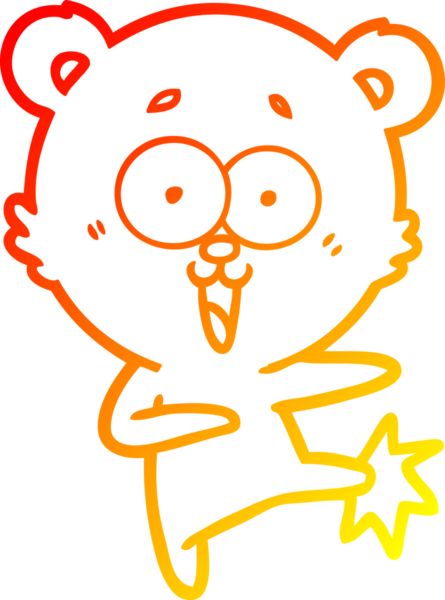 Bir insan tarafından çizilmiş gülen oyuncak ayının sıcak çizgi çizimi.