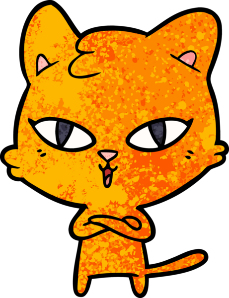 Bir insan tarafından çizilmiş çizgi film kedisi.