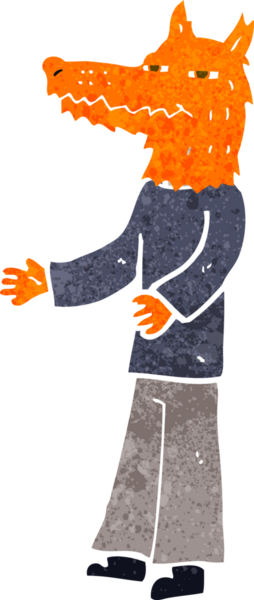 Bir insan tarafından çizilmiş tilki adam.