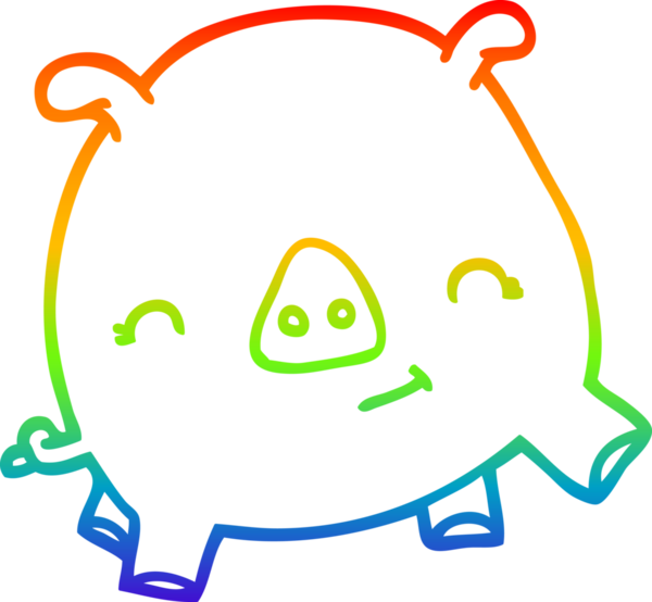 gökkuşağı gradyan çizimi bir çizgi çizgi çizgi insan tarafından çizilmiş mutlu domuz