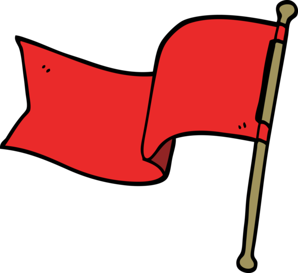 Bir insan tarafından çizilmiş kırmızı bayrak.