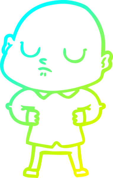 Bir insan tarafından çizilmiş kel bir adamın soğuk çizgi çizimi.