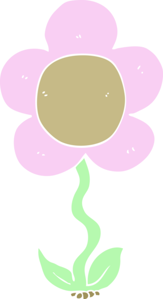 Bir insan tarafından çizilmiş düz renk çizgi film çiçeği