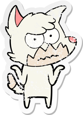 Bir insan tarafından çizilmiş, sıkıntılı bir çizgi film çıkartması.