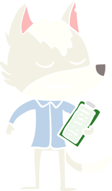 Bir insan tarafından çizilmiş notları olan düz renkli çizgi film kurdu.