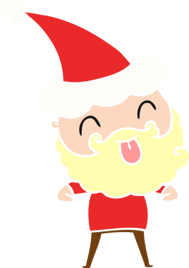 Bir insan tarafından çizilmiş Noel Baba şapkası takan sakallı bir adam.