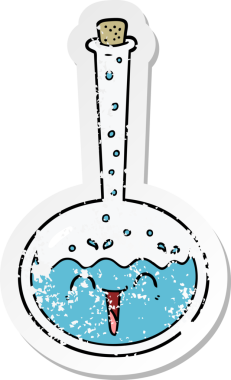 Bir insan tarafından çizilmiş kimyasal bir iksirin sıkıntılı çıkartması.