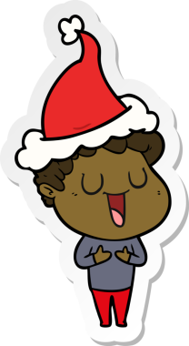 Bir insan tarafından çizilmiş Noel Baba şapkası giymiş bir adamın gülen el yazısı.