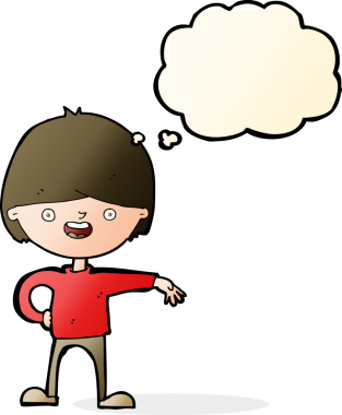 Bir insan tarafından çizilmiş düşünce balonlu mutlu adam çizgi filmi.