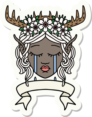 Bir insan tarafından çizilmiş pankartıyla Elf Druid karakterinin çıkartması.