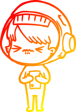 Bir insan tarafından çizilmiş kızgın bir uzay kızının sıcak çizgi çizimi