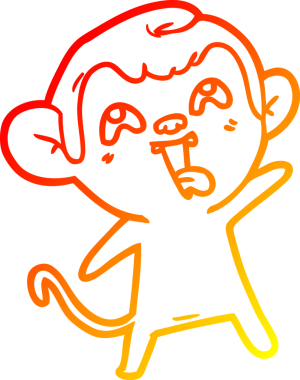 İnsan tarafından çizilmiş çılgın bir çizgi maymunun sıcak çizgi çizimi