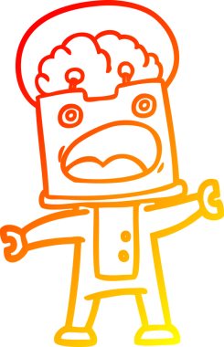 Bir insan tarafından çizilen çizgi film robotunun sıcak çizgi çizimi