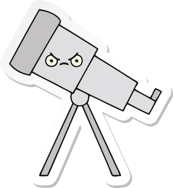 Bir insan tarafından çizilmiş sevimli bir teleskop çıkartması.