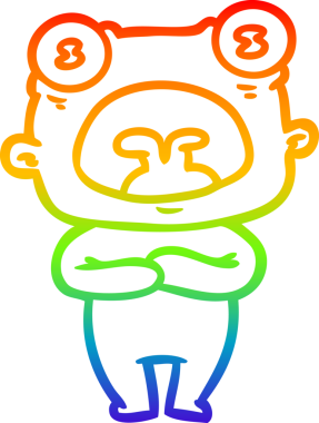 Gökkuşağı gradyanı çizimi bir çizgi film. Bir insan tarafından çizilmiş garip bir uzaylı.