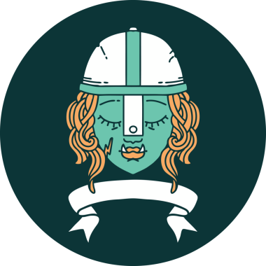 Bir insan tarafından çizilmiş afişi olan Ork savaşçı karakteri simgesi