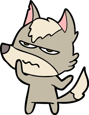 Bir insan tarafından çizilmiş rahatsız kurt çizgi filmi.