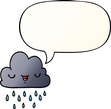 bir insan tarafından çizilmiş yumuşak eğimli konuşma baloncuklu çizgi film fırtına bulutu