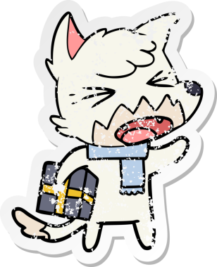 Bir insan tarafından çizilmiş kızgın bir tilkinin sıkıntılı çıkartması.