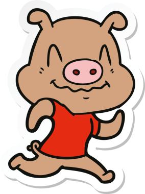 Bir insan tarafından çizilmiş sinirli bir domuzun çıkartması.