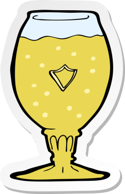 Bir insan tarafından çizilmiş çizgi film birasının çıkartması.