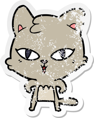 Bir insan tarafından çizilmiş karikatür bir kedinin sıkıntılı çıkartması.